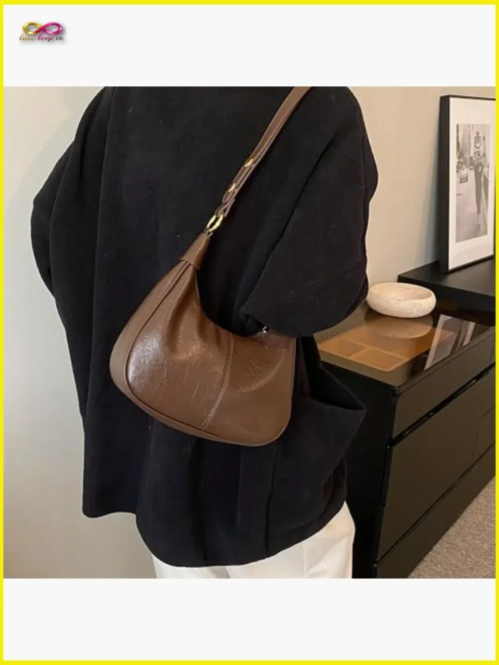 Small Crescent Hobo Bag Crossbody Shoulder Purse Lightweight Faux Leather